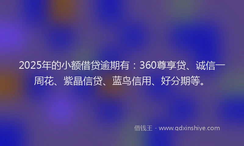 2025年的小额借贷逾期有：360尊享贷、诚信一周花、紫晶信贷、蓝鸟信用、好分期等。