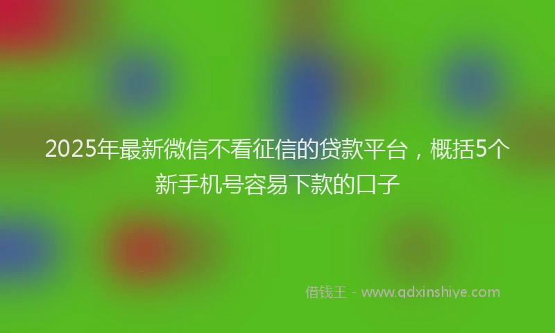 2025年最新微信不看征信的贷款平台，概括5个新手机号容易下款的口子