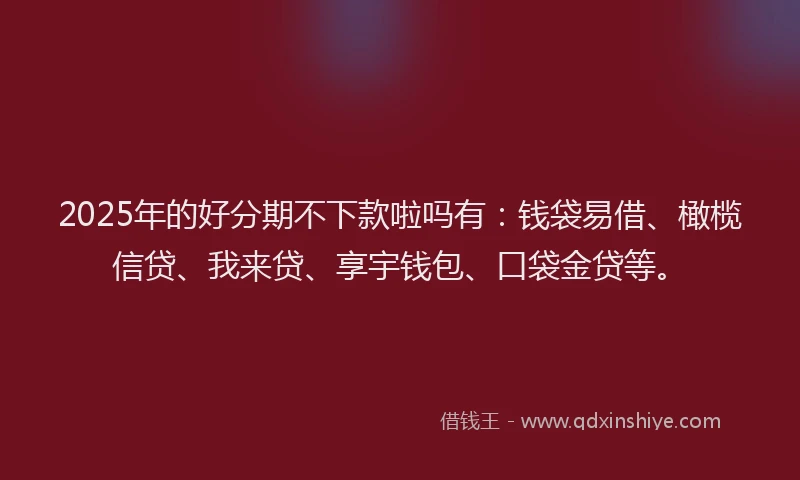 2025年的好分期不下款啦吗有：钱袋易借、橄榄信贷、我来贷、享宇钱包、口袋金贷等。