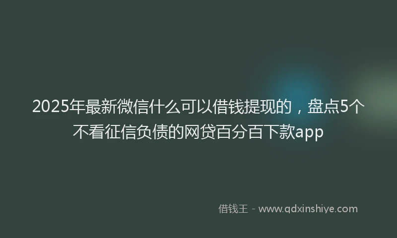 2025年最新微信什么可以借钱提现的，盘点5个不看征信负债的网贷百分百下款app