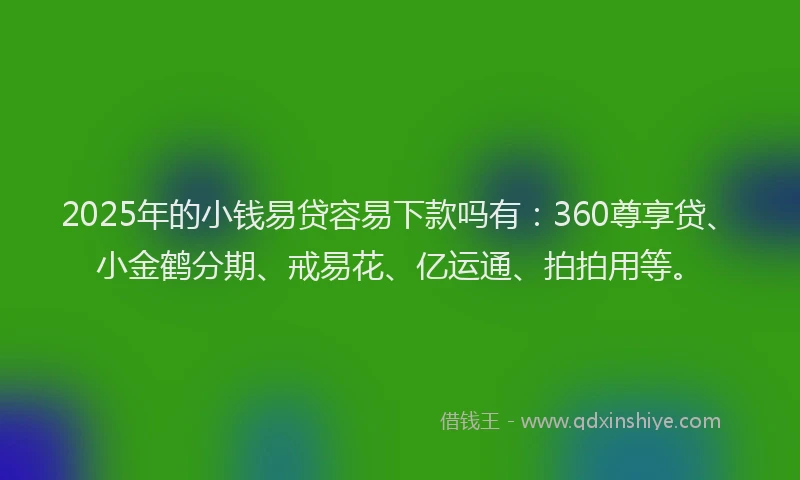 2025年的小钱易贷容易下款吗有：360尊享贷、小金鹤分期、戒易花、亿运通、拍拍用等。