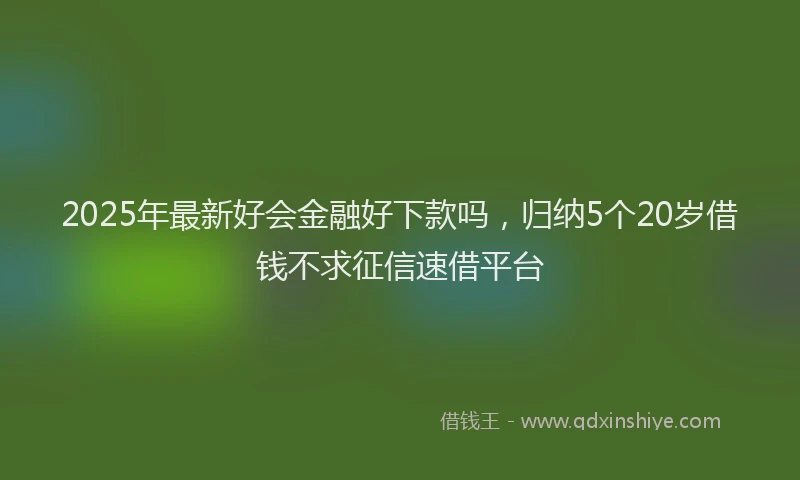 2025年最新好会金融好下款吗，归纳5个20岁借钱不求征信速借平台