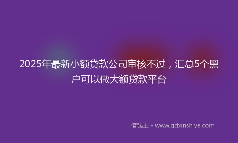 2025年最新小额贷款公司审核不过，汇总5个黑户可以做大额贷款平台
