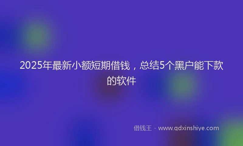 2025年最新小额短期借钱，总结5个黑户能下款的软件