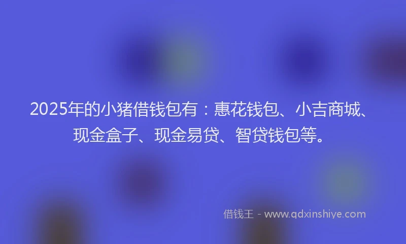 2025年的小猪借钱包有：惠花钱包、小吉商城、现金盒子、现金易贷、智贷钱包等。