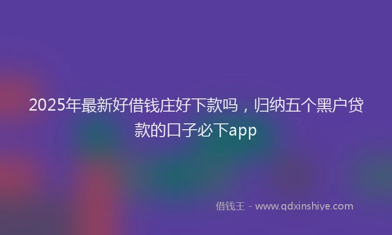 2025年最新好借钱庄好下款吗，归纳五个黑户贷款的口子必下app