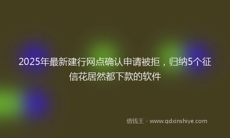 2025年最新建行网点确认申请被拒，归纳5个征信花居然都下款的软件