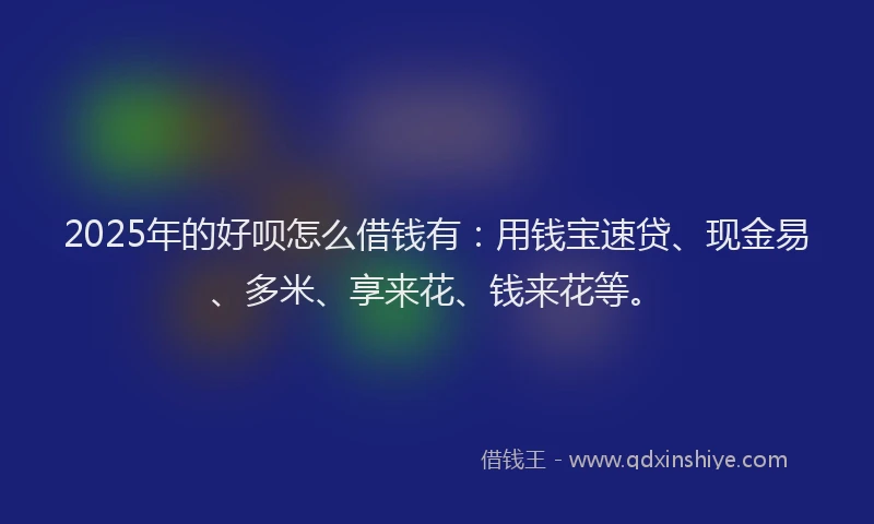 2025年的好呗怎么借钱有：用钱宝速贷、现金易、多米、享来花、钱来花等。