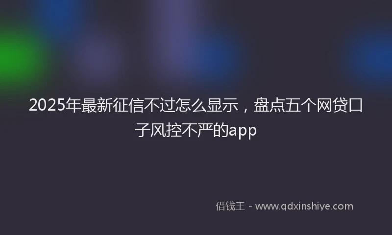 2025年最新征信不过怎么显示，盘点五个网贷口子风控不严的app