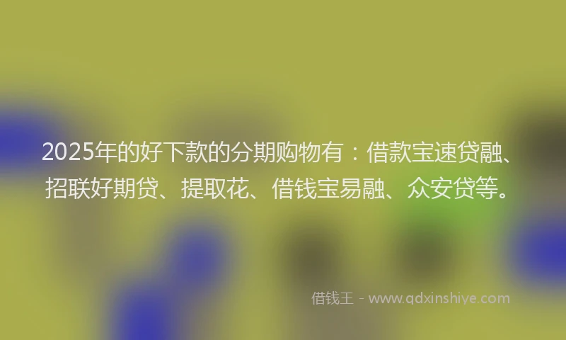 2025年的好下款的分期购物有：借款宝速贷融、招联好期贷、提取花、借钱宝易融、众安贷等。