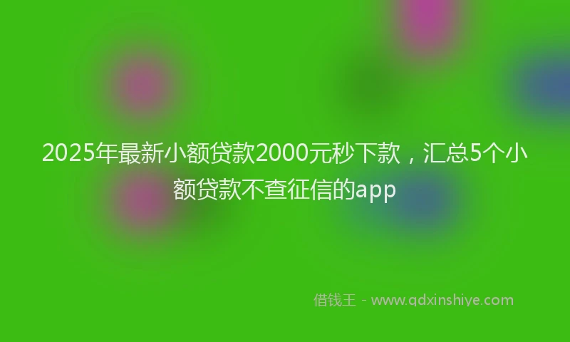 2025年最新小额贷款2000元秒下款，汇总5个小额贷款不查征信的app
