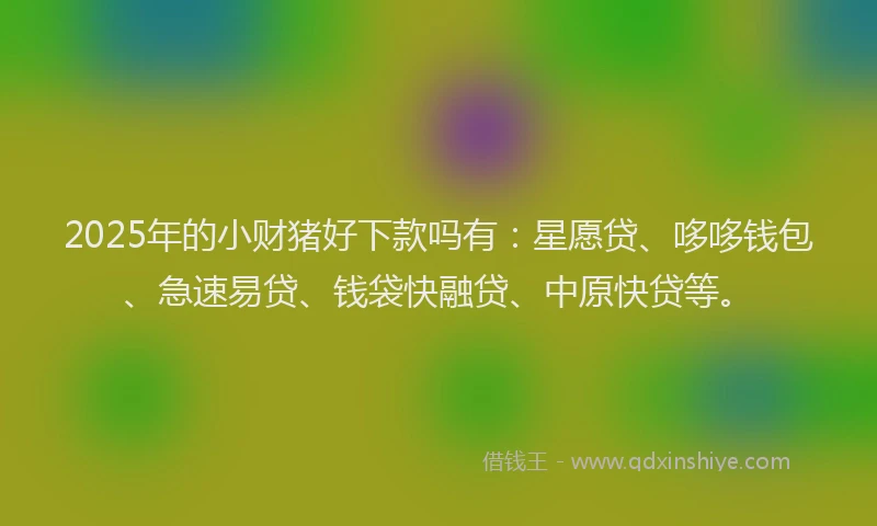 2025年的小财猪好下款吗有：星愿贷、哆哆钱包、急速易贷、钱袋快融贷、中原快贷等。