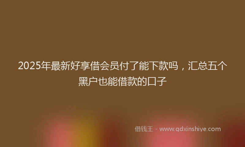 2025年最新好享借会员付了能下款吗，汇总五个黑户也能借款的口子