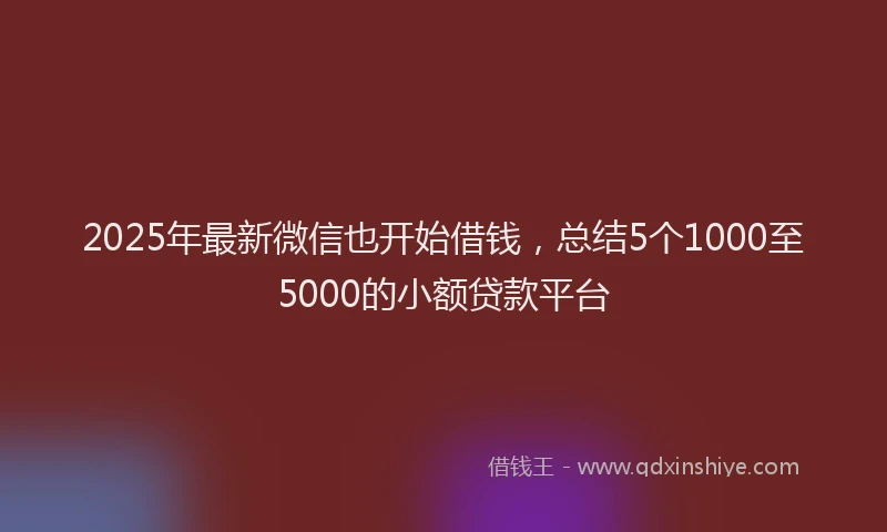 2025年最新微信也开始借钱，总结5个1000至5000的小额贷款平台