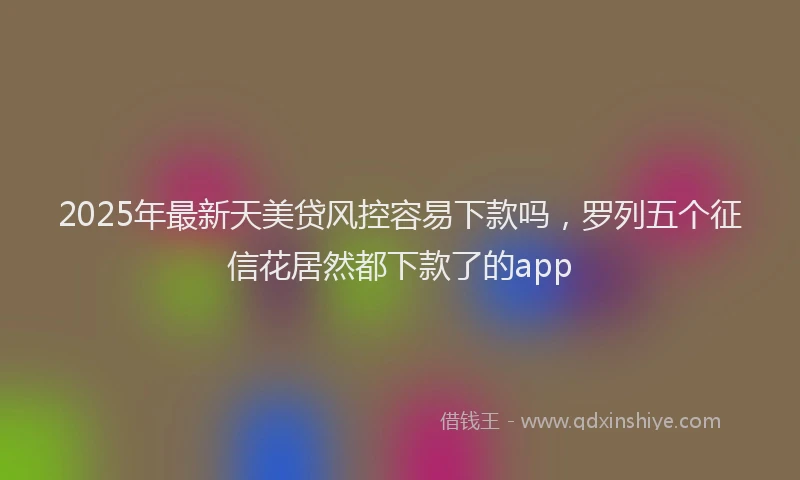2025年最新天美贷风控容易下款吗，罗列五个征信花居然都下款了的app