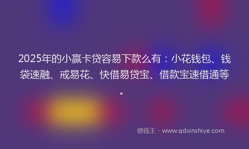 2025年的小赢卡贷容易下款么有：小花钱包、钱袋速融、戒易花、快借易贷宝、借款宝速借通等。