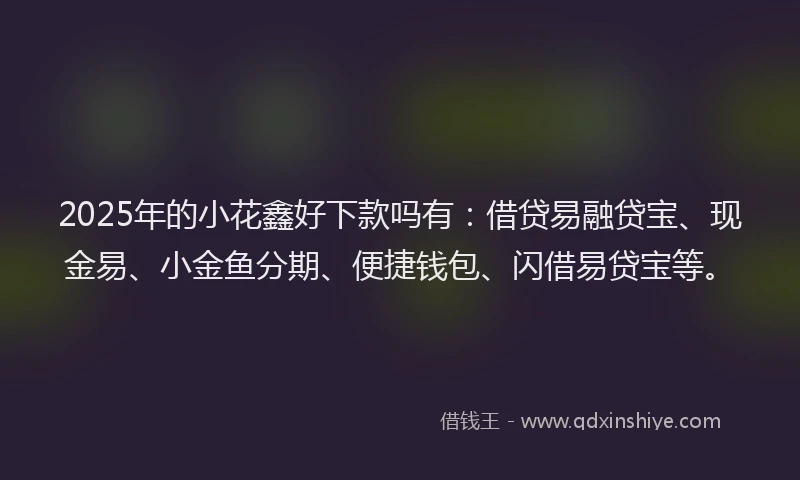 2025年的小花鑫好下款吗有：借贷易融贷宝、现金易、小金鱼分期、便捷钱包、闪借易贷宝等。