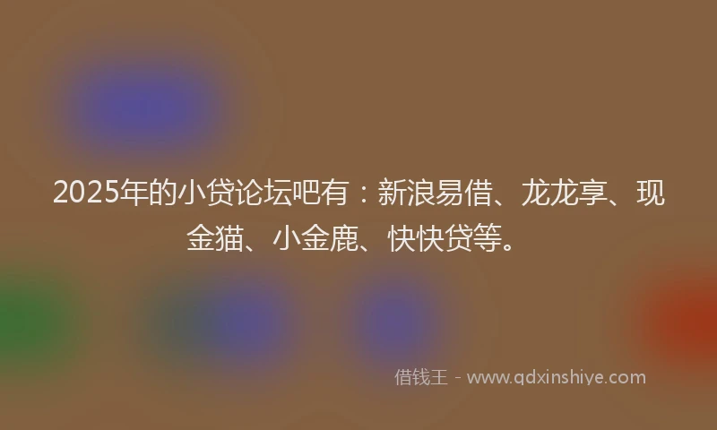 2025年的小贷论坛吧有：新浪易借、龙龙享、现金猫、小金鹿、快快贷等。
