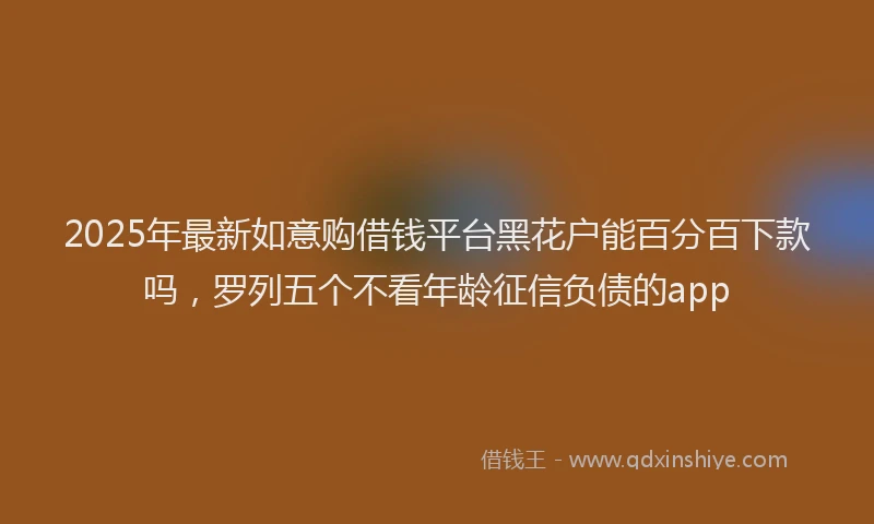2025年最新如意购借钱平台黑花户能百分百下款吗，罗列五个不看年龄征信负债的app