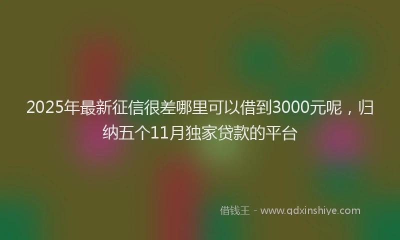 2025年最新征信很差哪里可以借到3000元呢，归纳五个11月独家贷款的平台