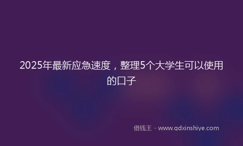 2025年最新应急速度，整理5个大学生可以使用的口子