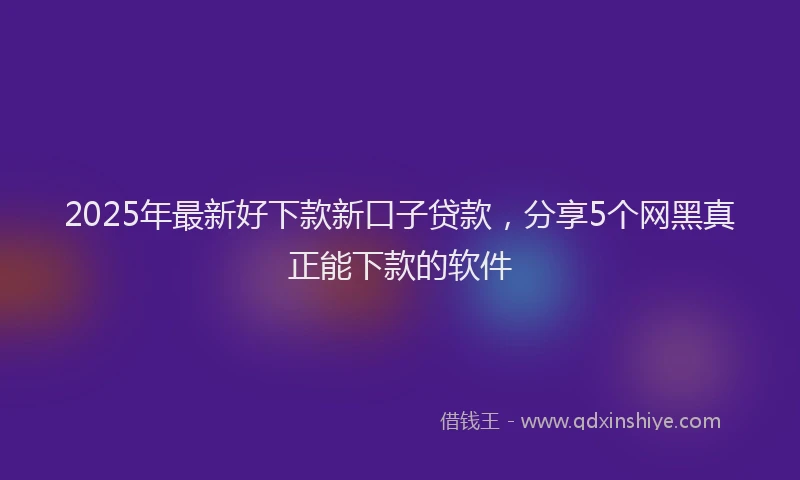 2025年最新好下款新口子贷款，分享5个网黑真正能下款的软件
