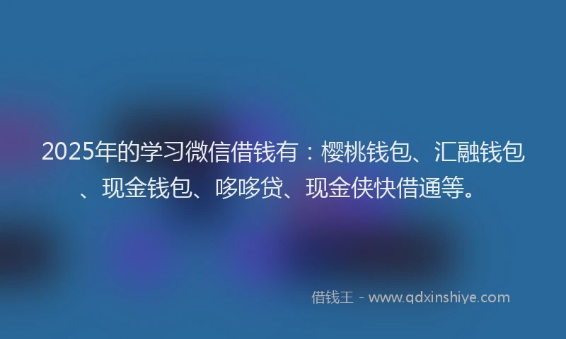 2025年的学习微信借钱有：樱桃钱包、汇融钱包、现金钱包、哆哆贷、现金侠快借通等。
