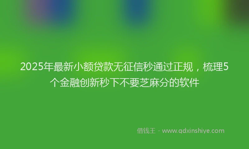 2025年最新小额贷款无征信秒通过正规，梳理5个金融创新秒下不要芝麻分的软件