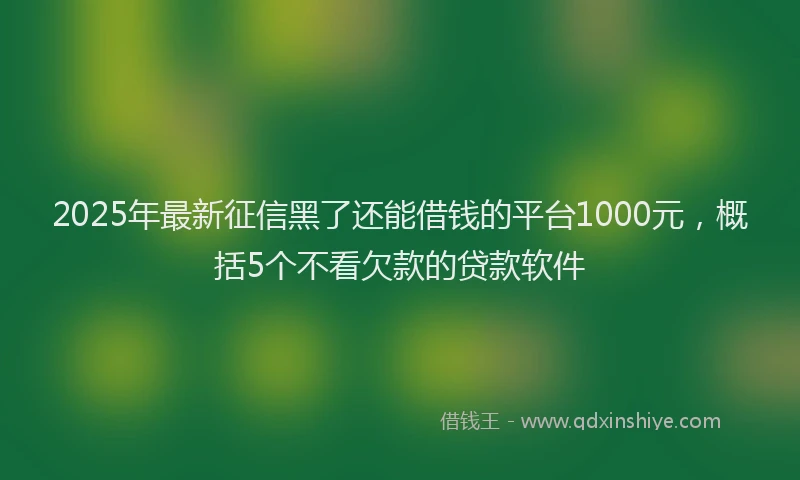 2025年最新征信黑了还能借钱的平台1000元，概括5个不看欠款的贷款软件