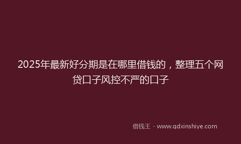 2025年最新好分期是在哪里借钱的，整理五个网贷口子风控不严的口子