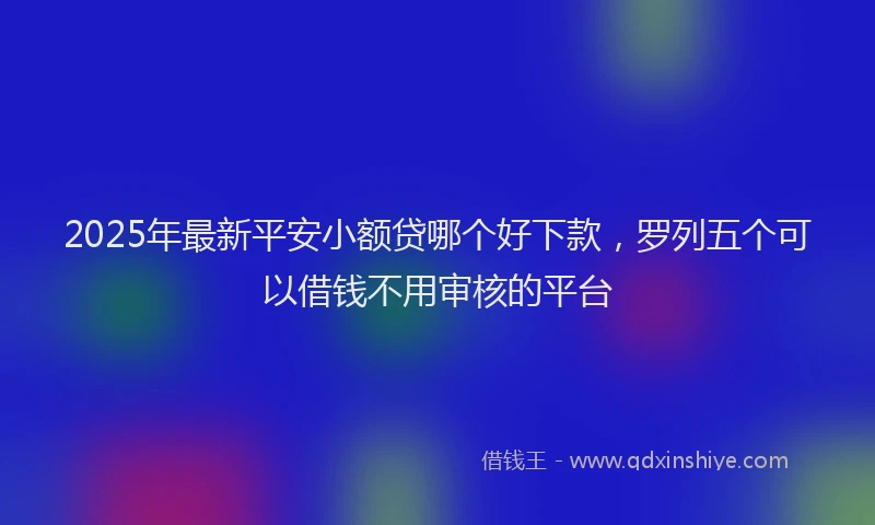 2025年最新平安小额贷哪个好下款，罗列五个可以借钱不用审核的平台