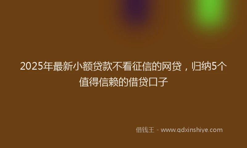 2025年最新小额贷款不看征信的网贷，归纳5个值得信赖的借贷口子