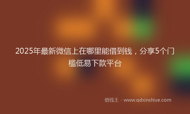 2025年最新微信上在哪里能借到钱，分享5个门槛低易下款平台