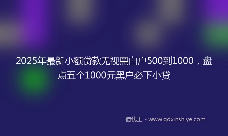 2025年最新小额贷款无视黑白户500到1000，盘点五个1000元黑户必下小贷