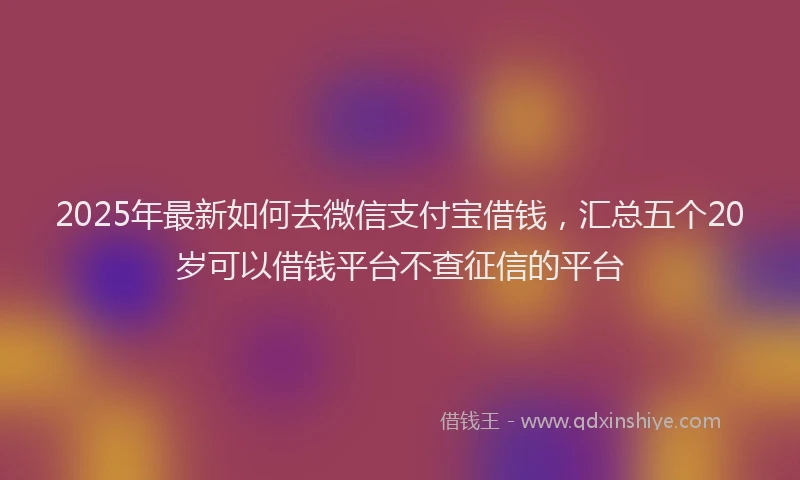 2025年最新如何去微信支付宝借钱，汇总五个20岁可以借钱平台不查征信的平台