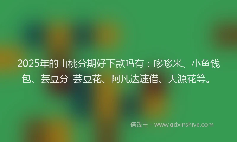 2025年的山桃分期好下款吗有：哆哆米、小鱼钱包、芸豆分-芸豆花、阿凡达速借、天源花等。