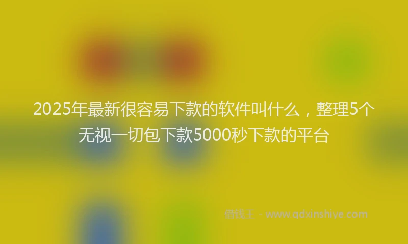 2025年最新很容易下款的软件叫什么，整理5个无视一切包下款5000秒下款的平台