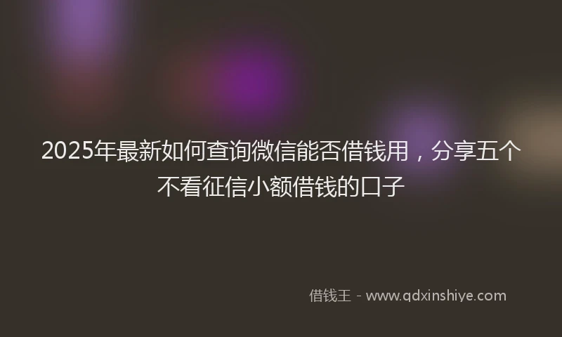 2025年最新如何查询微信能否借钱用，分享五个不看征信小额借钱的口子