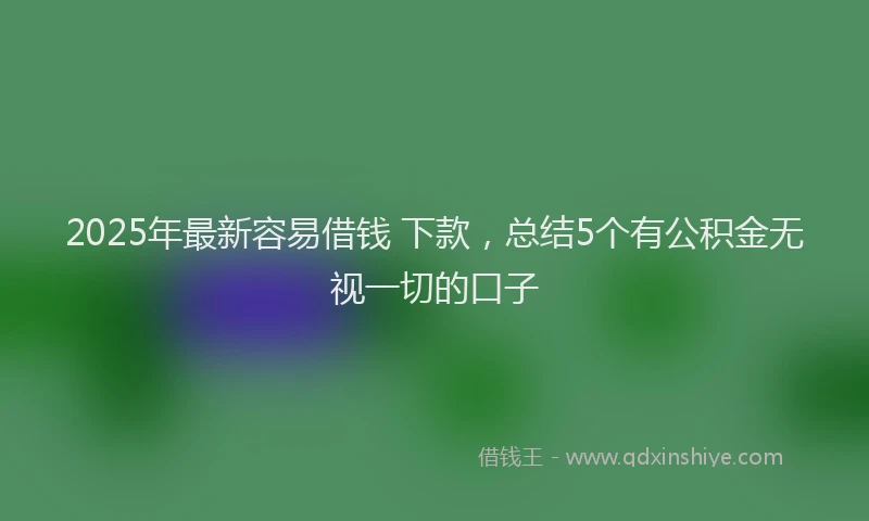 2025年最新容易借钱 下款，总结5个有公积金无视一切的口子