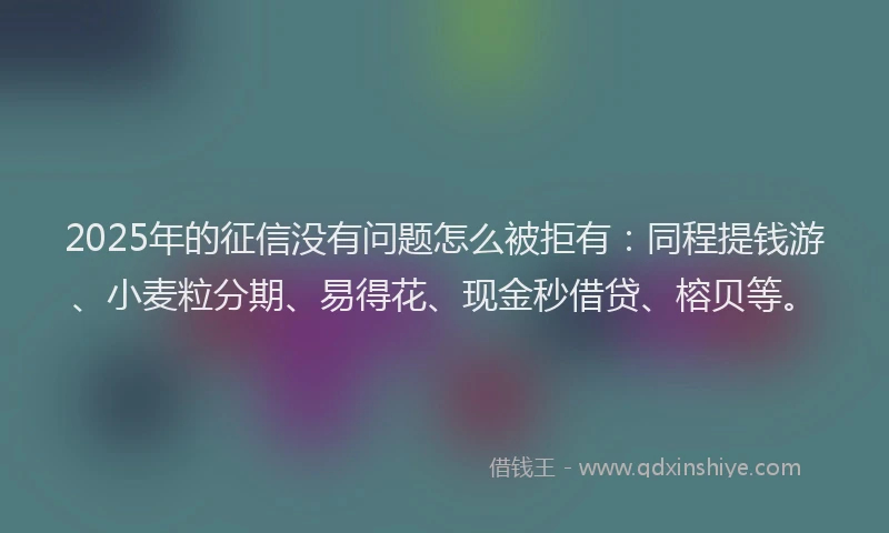 2025年的征信没有问题怎么被拒有：同程提钱游、小麦粒分期、易得花、现金秒借贷、榕贝等。