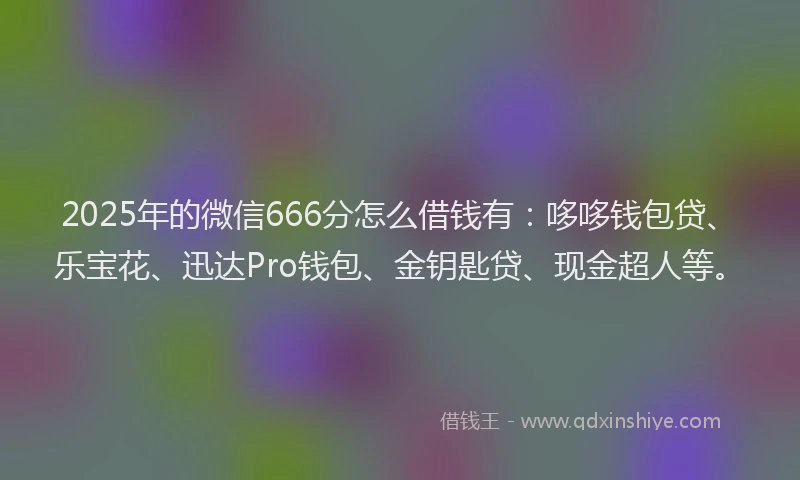 2025年的微信666分怎么借钱有：哆哆钱包贷、乐宝花、迅达Pro钱包、金钥匙贷、现金超人等。