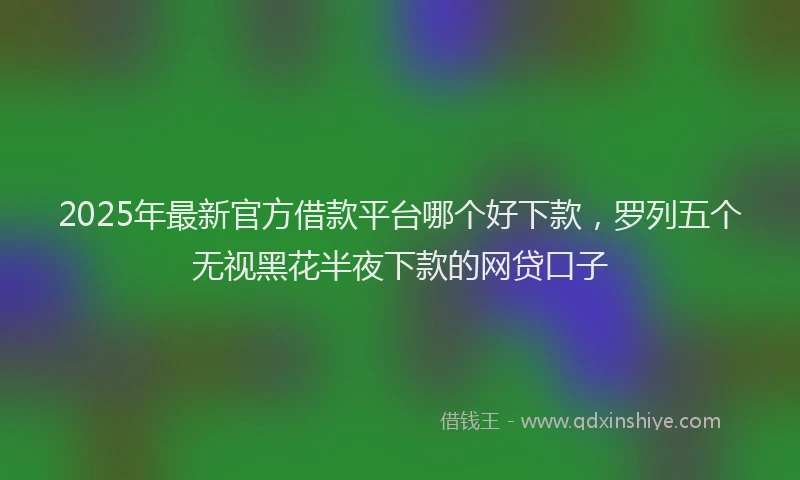 2025年最新官方借款平台哪个好下款，罗列五个无视黑花半夜下款的网贷口子