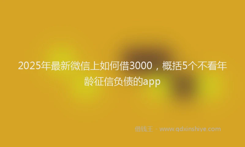 2025年最新微信上如何借3000，概括5个不看年龄征信负债的app