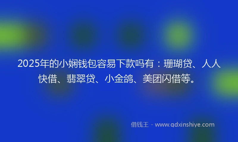 2025年的小娴钱包容易下款吗有：珊瑚贷、人人快借、翡翠贷、小金鸽、美团闪借等。