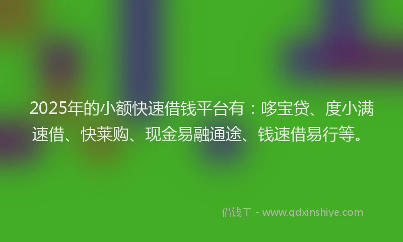 2025年的小额快速借钱平台有：哆宝贷、度小满速借、快莱购、现金易融通途、钱速借易行等。