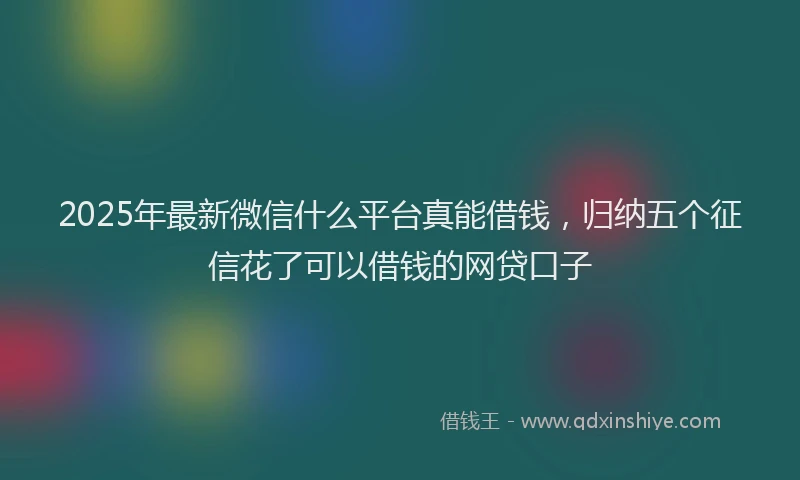 2025年最新微信什么平台真能借钱，归纳五个征信花了可以借钱的网贷口子