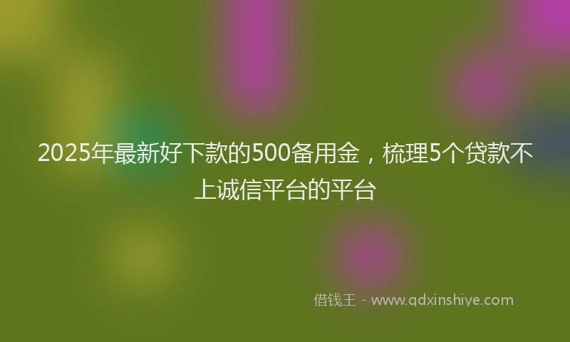 2025年最新好下款的500备用金，梳理5个贷款不上诚信平台的平台