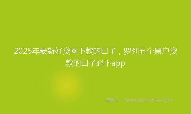 2025年最新好贷网下款的口子，罗列五个黑户贷款的口子必下app