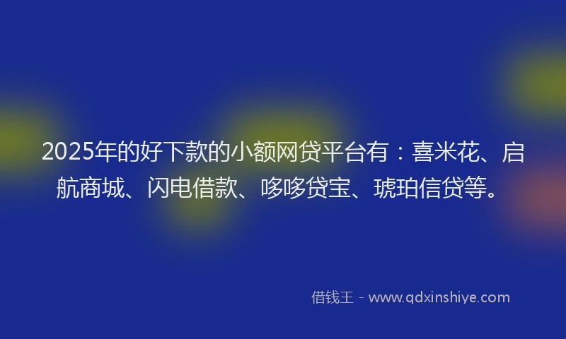 2025年的好下款的小额网贷平台有：喜米花、启航商城、闪电借款、哆哆贷宝、琥珀信贷等。
