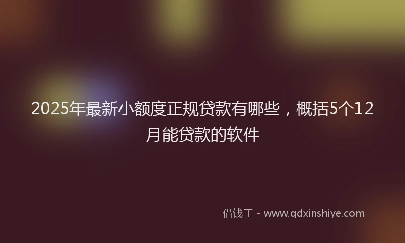 2025年最新小额度正规贷款有哪些，概括5个12月能贷款的软件